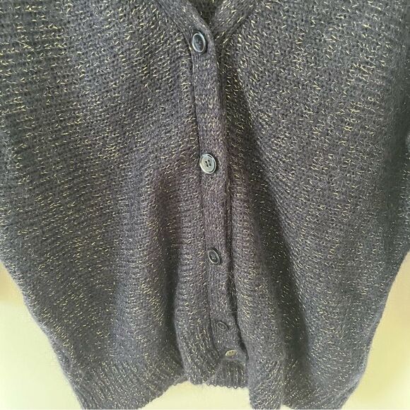 H&M Navy Gold Metallic Wool Blend Cable Knit Cardigan - Picture 5 of 7